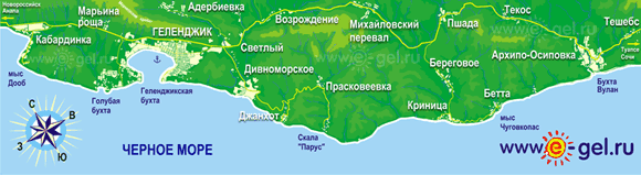Карта Геленджика - Большой Геленджик